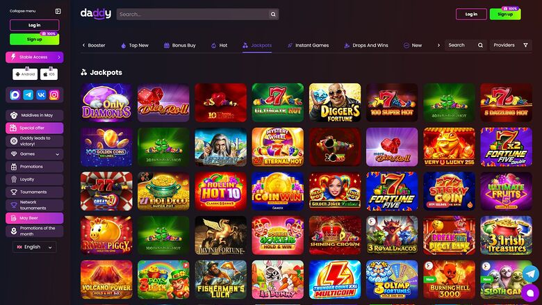 Daddy Casino — Jackpot games