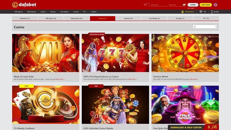 Dafabet Casino — Promotions page