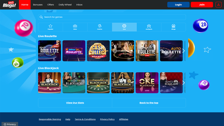 Daily Record Bingo — Live dealer lobby