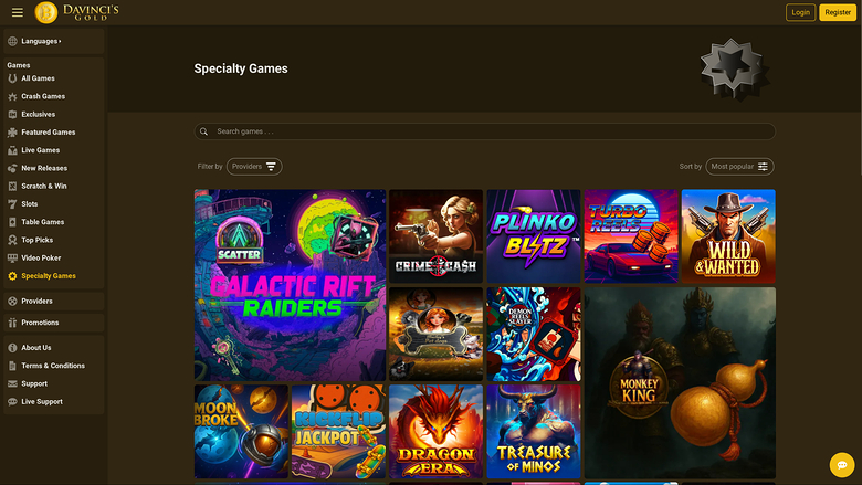 Davincis Gold Casino — Games lobby