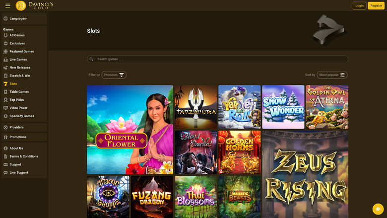 Davincis Gold Casino — Games lobby