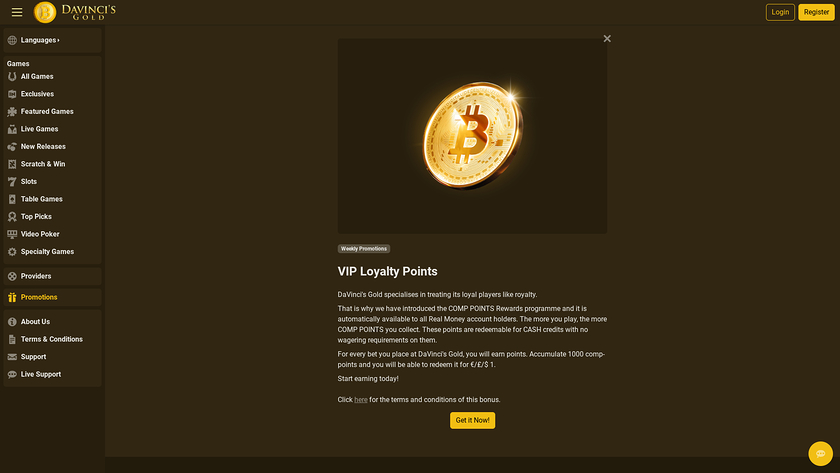 Davincis Gold Casino — VIP section