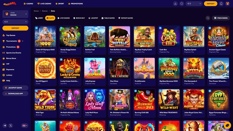 Dazard Casino — Games lobby