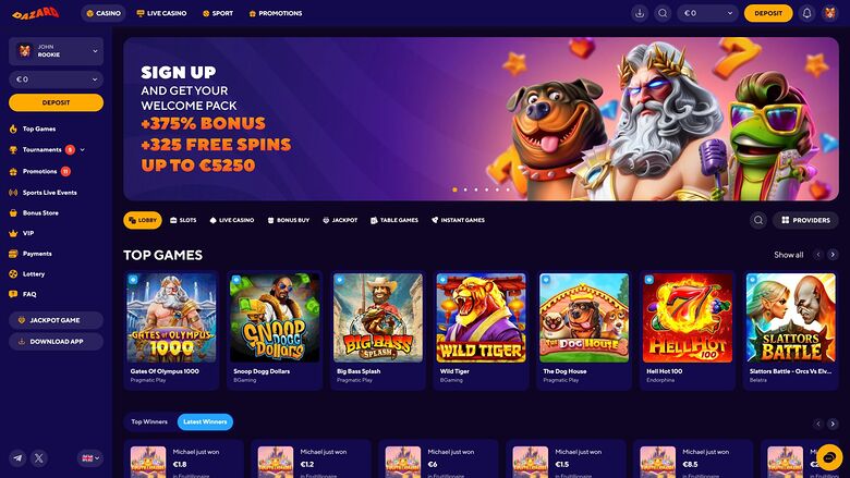Dazard Casino — Homepage