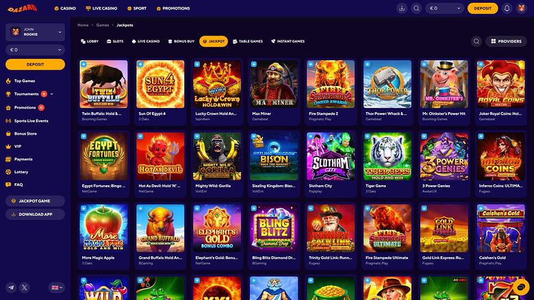 Dazard Casino — Jackpot games