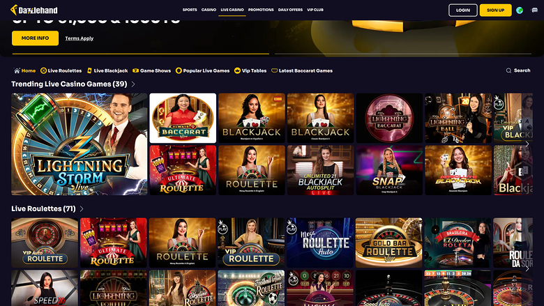 Dazzlehand Casino — Live dealer lobby