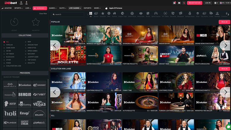 DBbet Casino — Live dealer lobby