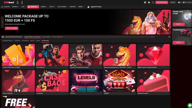 DBbet Casino — Promotions page