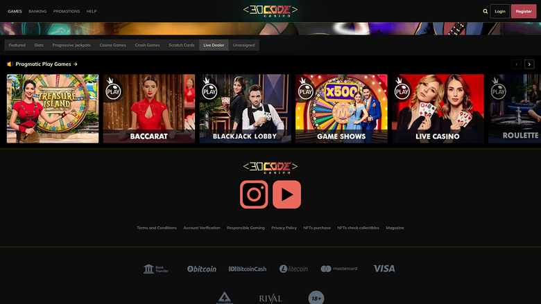 Decode Casino — Live dealer lobby