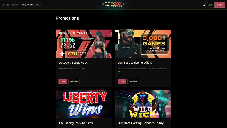 Decode Casino — Promotions page