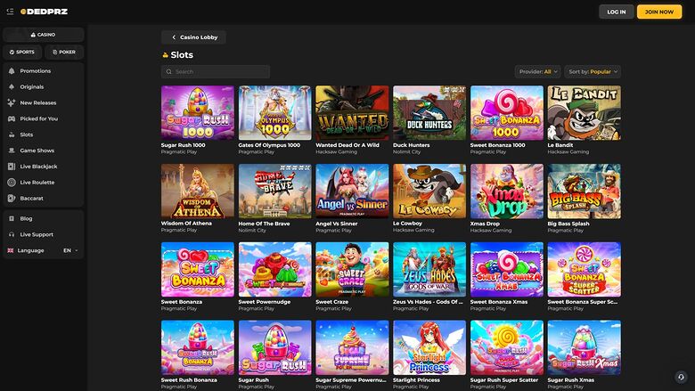 DEDPRZ Casino — Games lobby