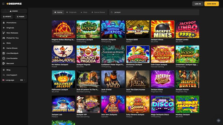 DEDPRZ Casino — Jackpot games