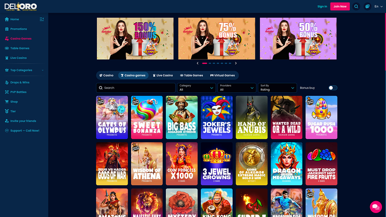 Del Oro Casino — Games lobby