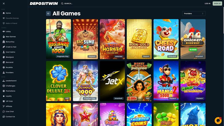 DepositWin Casino — Games lobby