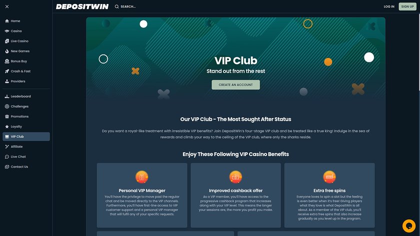 DepositWin Casino — VIP section