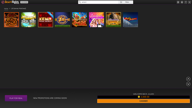 Desert Nights Casino — Jackpot games