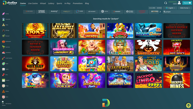 Destinobet Casino — Jackpot games