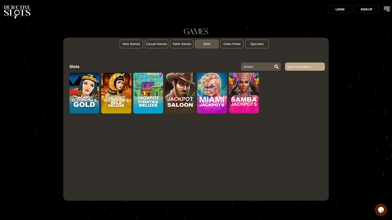 DetectiveSlots Casino — Jackpot games