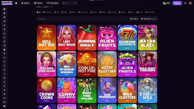 Dexsport Casino — Games lobby