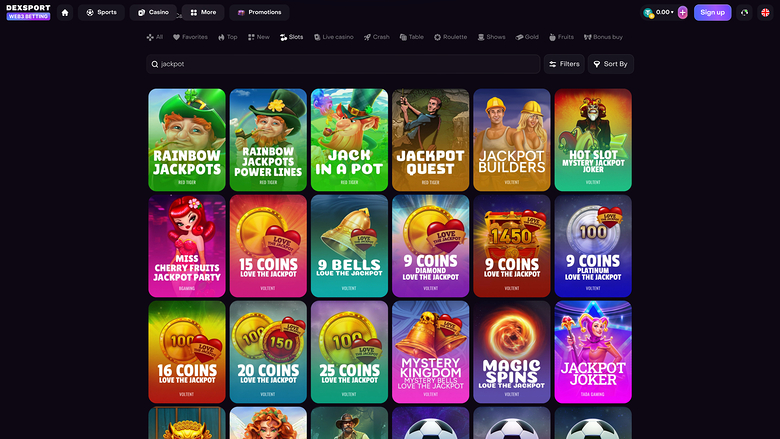 Dexsport Casino — Jackpot games