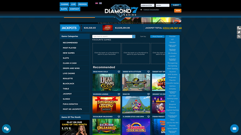 Diamond7 Casino — Games by studio