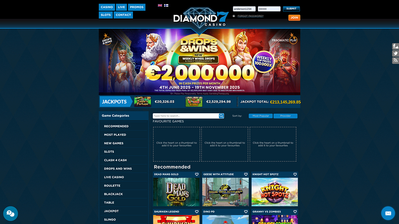 Diamond7 Casino — Homepage
