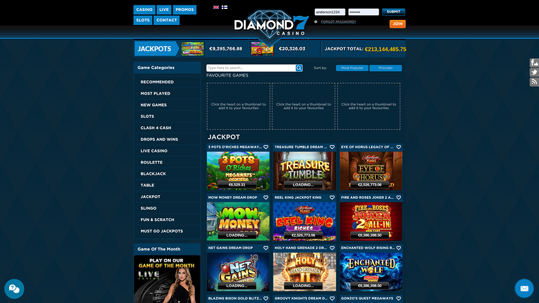 Diamond7 Casino — Jackpot games