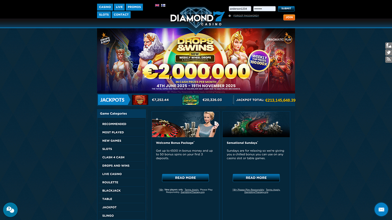 Diamond7 Casino — Promotions page