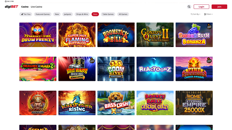 Digibet Casino — Games lobby