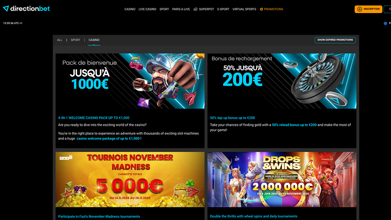 DirectionBet Casino — Promotions page