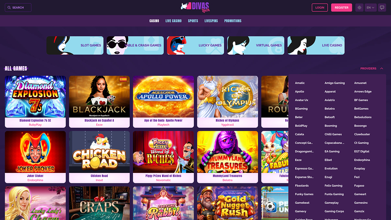 Divas Luck Casino — Games by studio