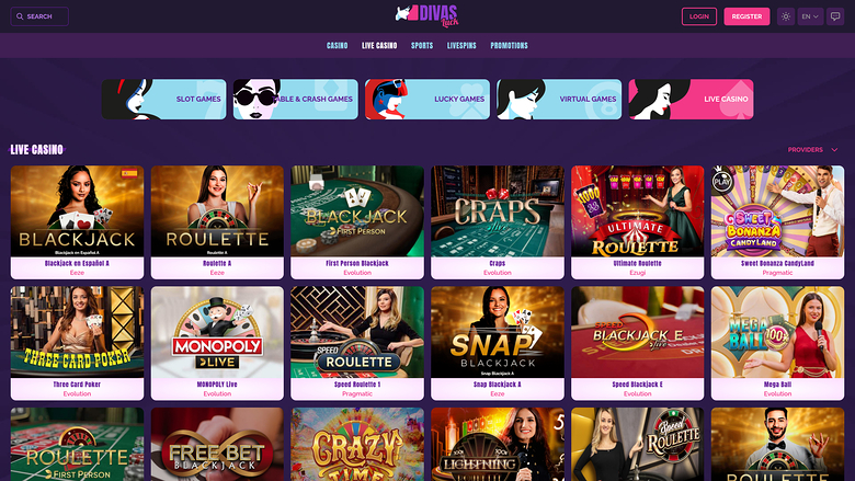 Divas Luck Casino — Live dealer lobby