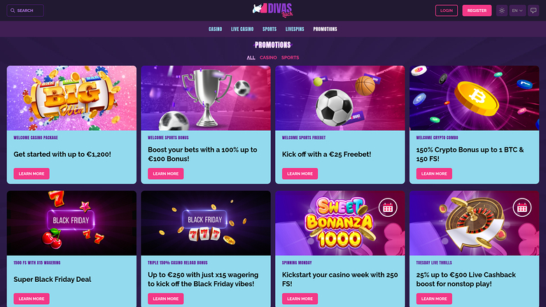 Divas Luck Casino — Promotions page