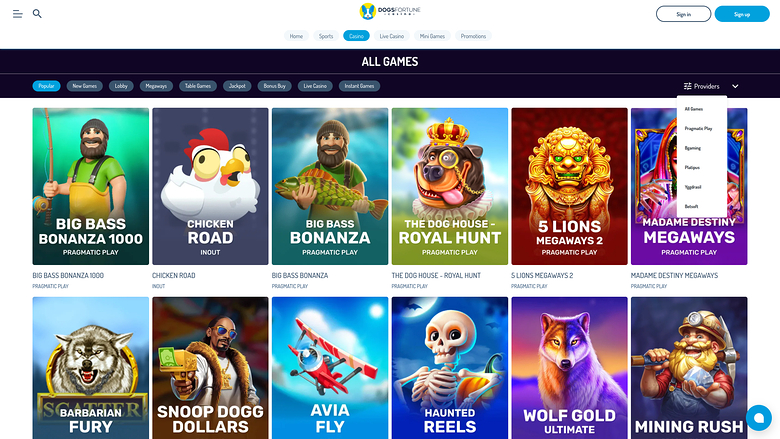 Dogsfortune Casino — Games by studio
