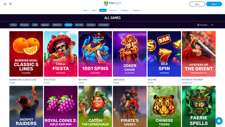 Dogsfortune Casino — Jackpot games