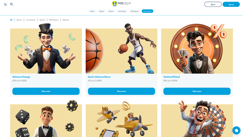 Dogsfortune Casino — Promotions page