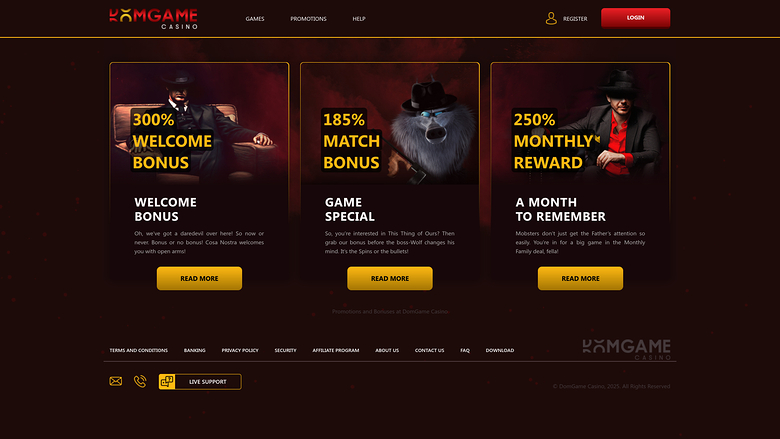 DomGame Casino — Promotions page