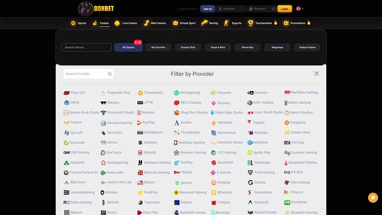 Donbet Casino — Games by studio