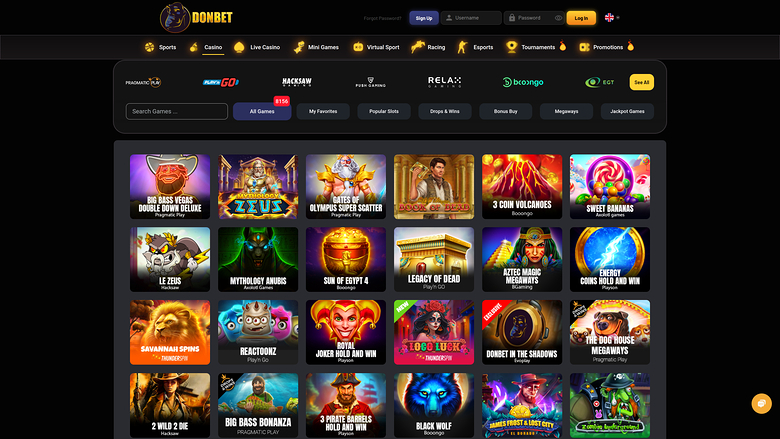 Donbet Casino — Games lobby