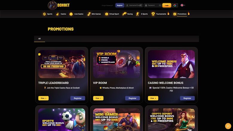 Donbet Casino — Promotions page