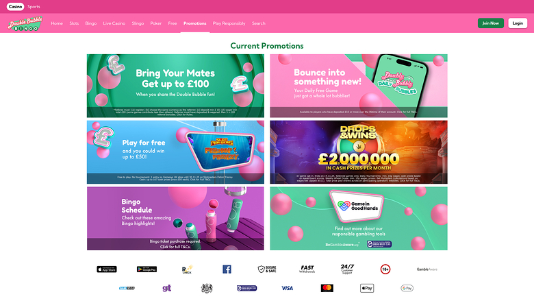 Double Bubble Bingo — Promotions page