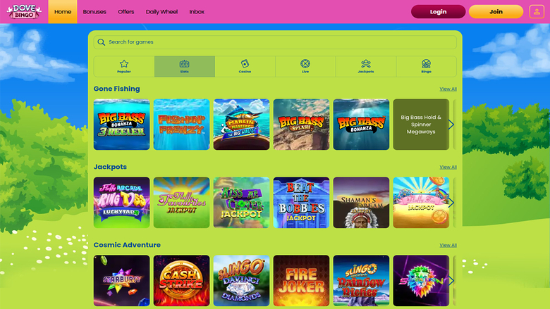 Dove Bingo Casino — Games lobby