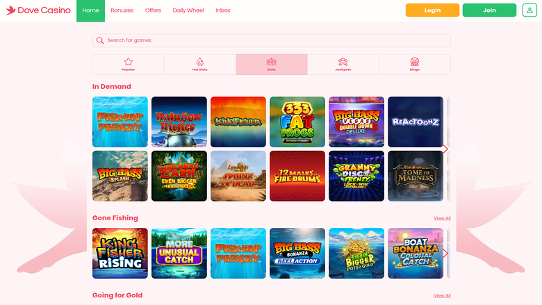 Dove Casino — Games lobby