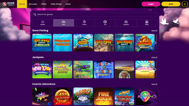 Dove Slots Casino — Games lobby
