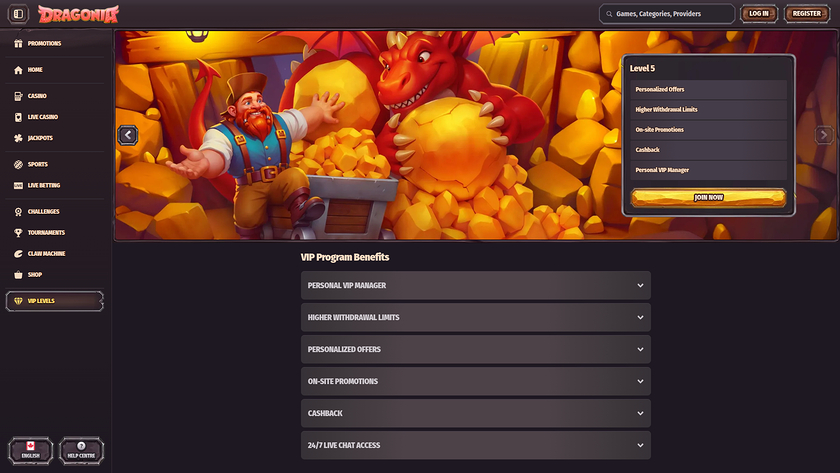 Dragonia Casino — VIP section