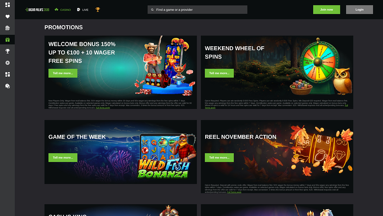 Dream Palace Casino — Promotions page