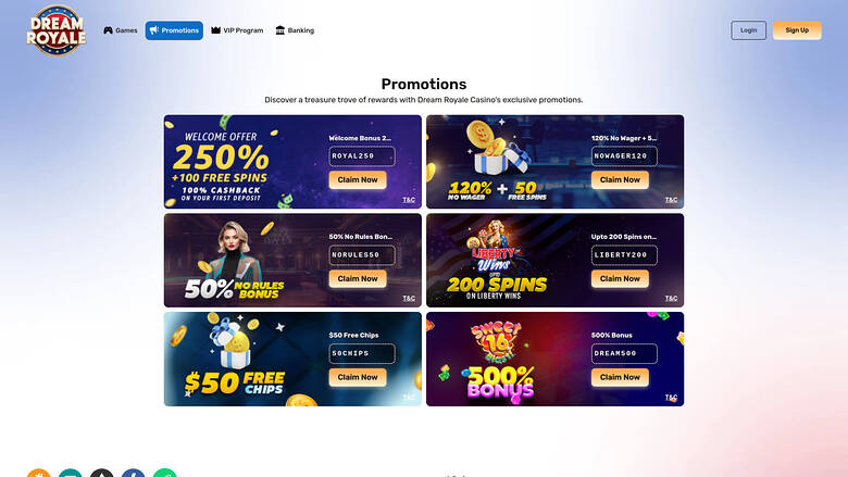 Dream Royale Casino — Promotions page