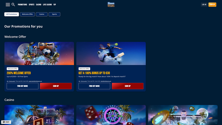 Dream Vegas Casino — Promotions page