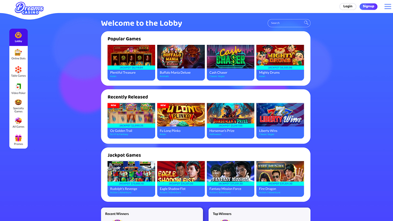 Dreams Casino — Games lobby