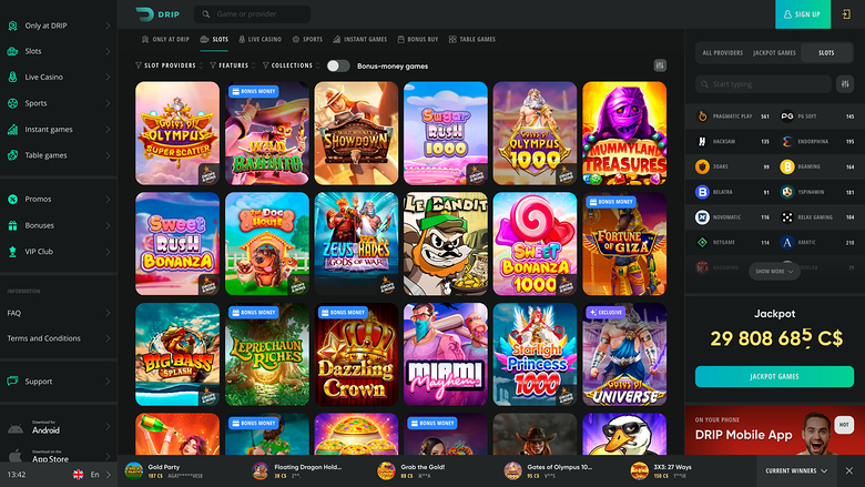 Drip Casino — Games lobby